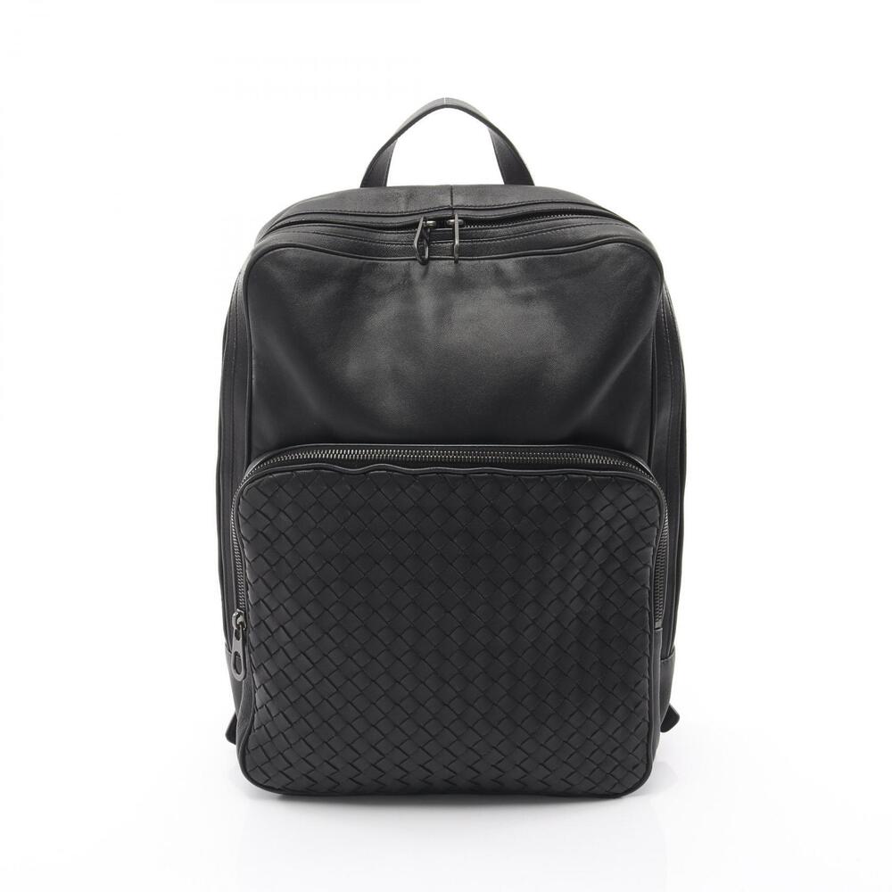 Bottega Veneta Intrecciato Backpack Rucksack Leather Black